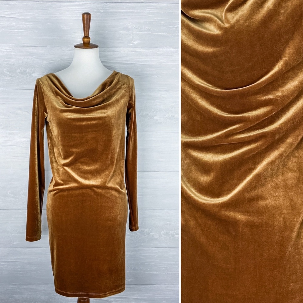 NWT Joe Fresh Copper Long Sleeve Velvet Dress